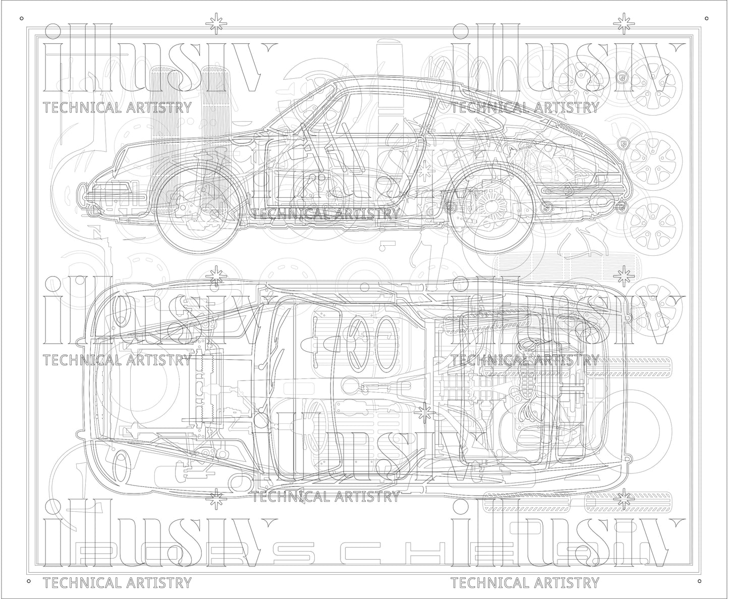 001 PORSCHE 911, multi layered picture