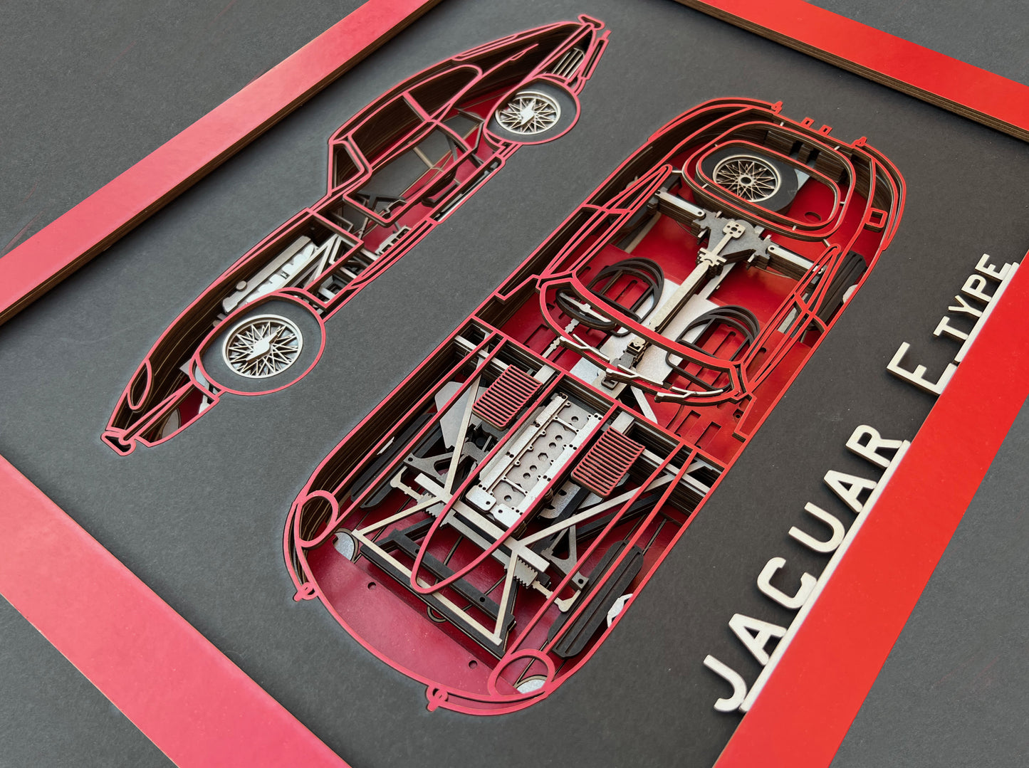 002 JAGUAR E-TYPE, multi layered picture